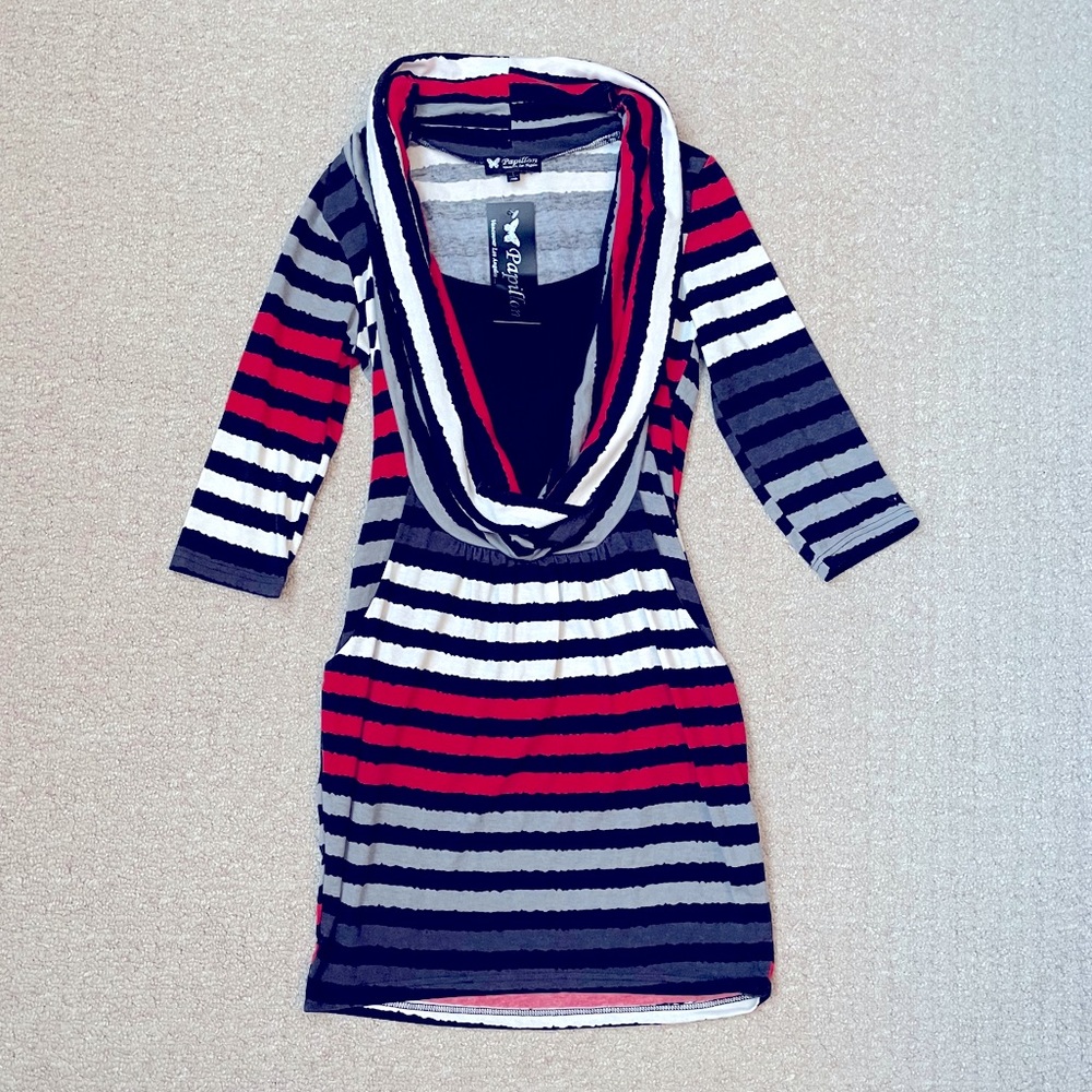 NWT Drape Neck Long Sleeve Dress w/ Pockets